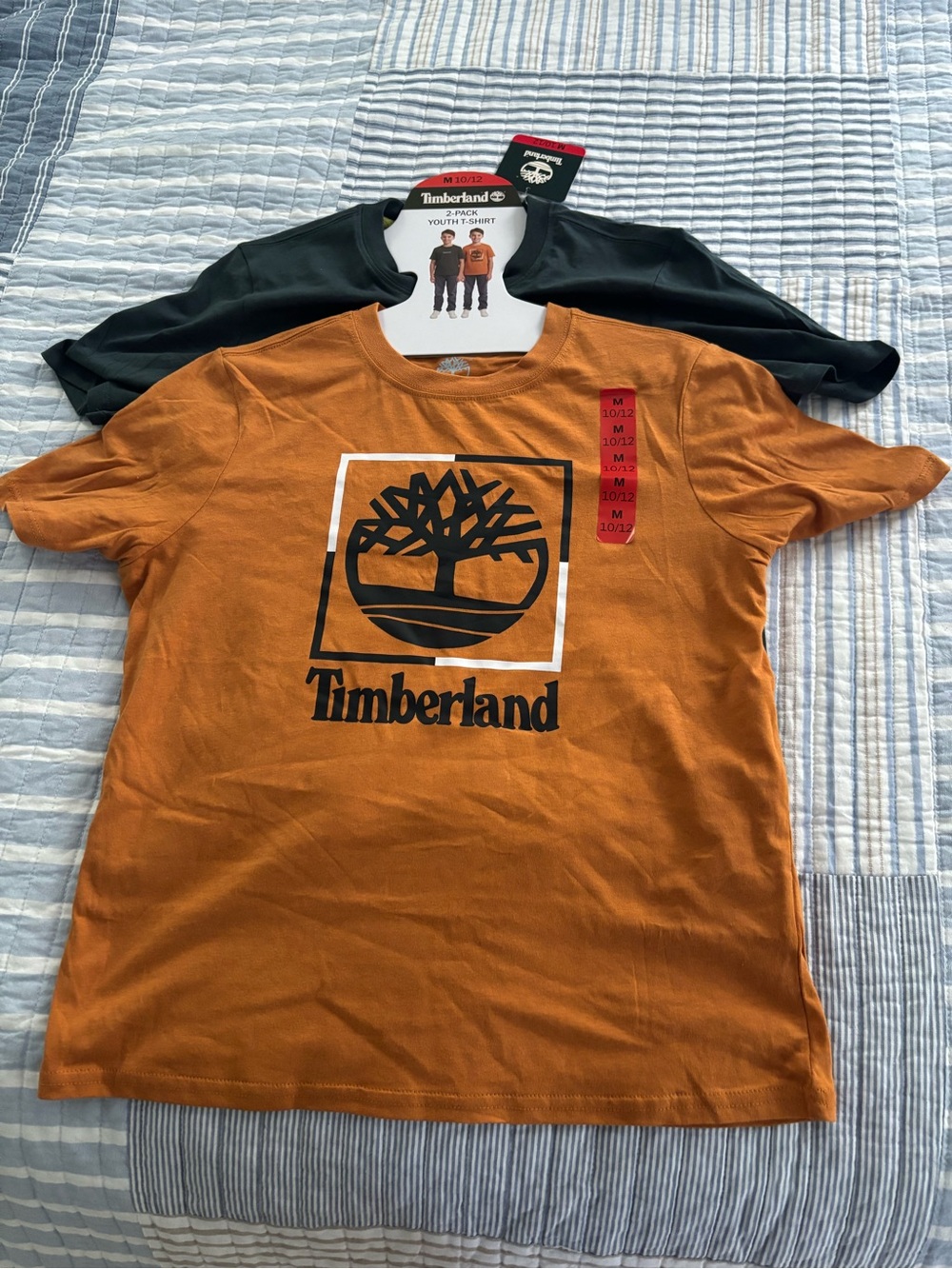 NWT Timberland Boys 2-Pack Youth T-Shirts Orange and Black Size M 10/12